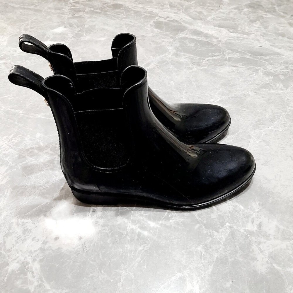 Sam Edelman Glossy Chelsea Rain Boots Protective Blk Rubber Women's SZ 6 - Picture 2 of 6